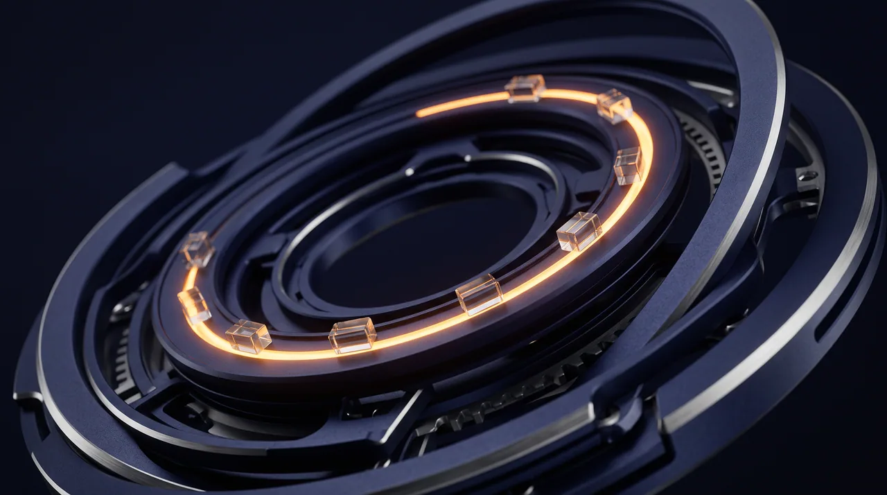 Calda rendered as a precision object in amber light
